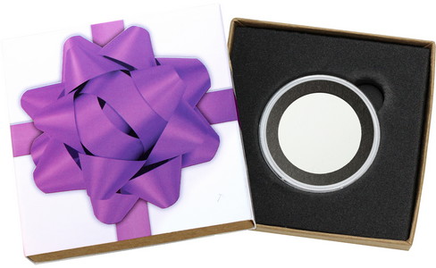 SilverTowne Natural Kraft Paper Gift Box with Purple Bow Box Sleeve